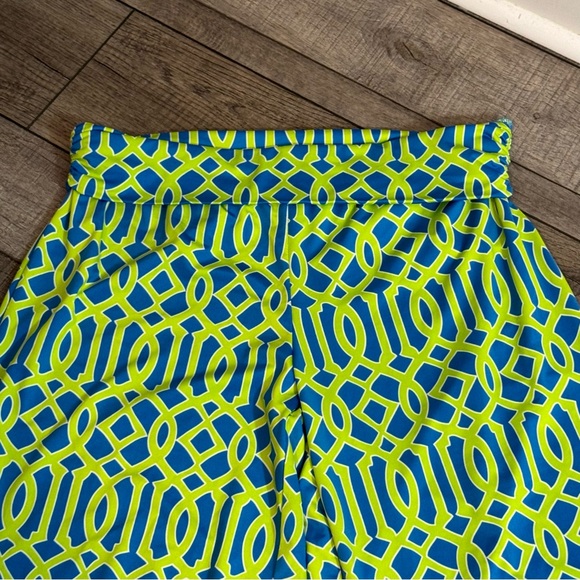 Mud Pie Harlow Geo Print High Waist Palazzo Wide Leg Pants Large - Picture 3 of 9